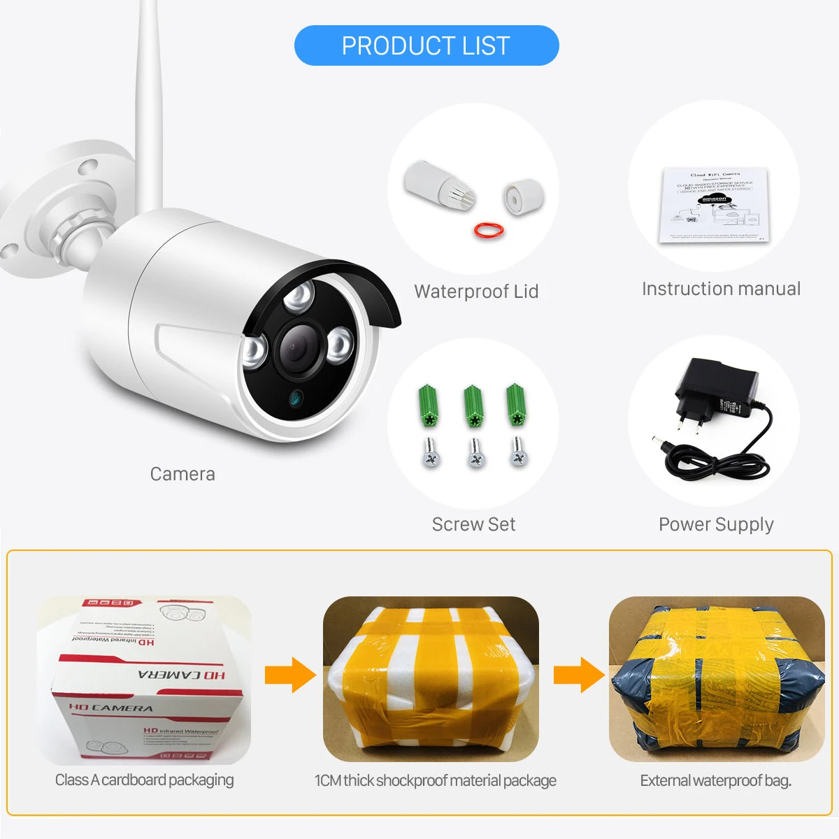 BESDER 5MP Outdoor WiFi Security Camera | IR Night Vision | Motion Detection | IP66 Weatherproof | P2P CCTV Bullet Camera