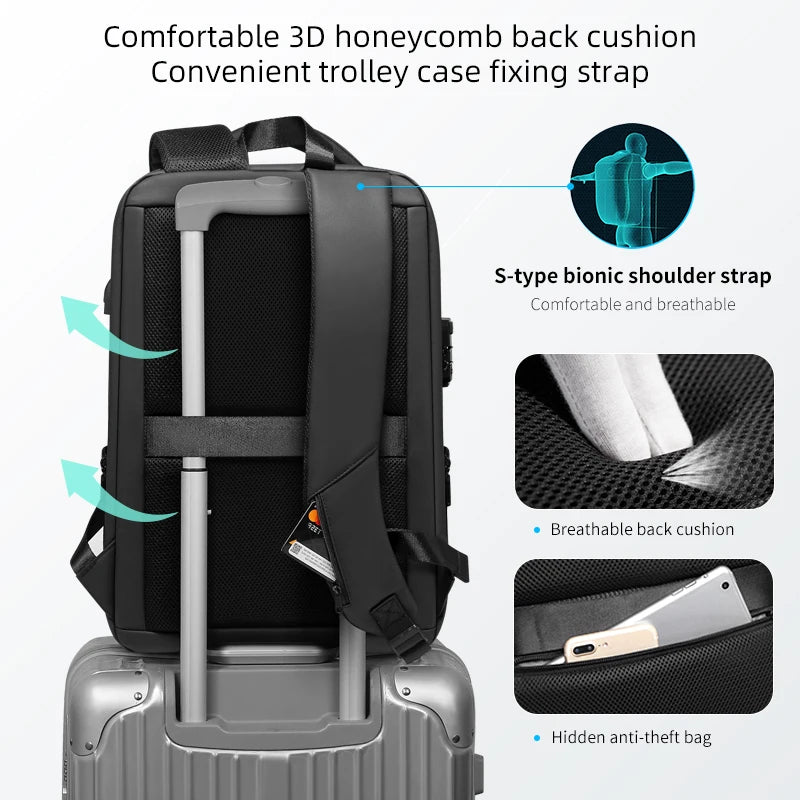 Fenruien Business Laptop Backpack — TSA Lock, USB Charging & Waterproof Travel Bag