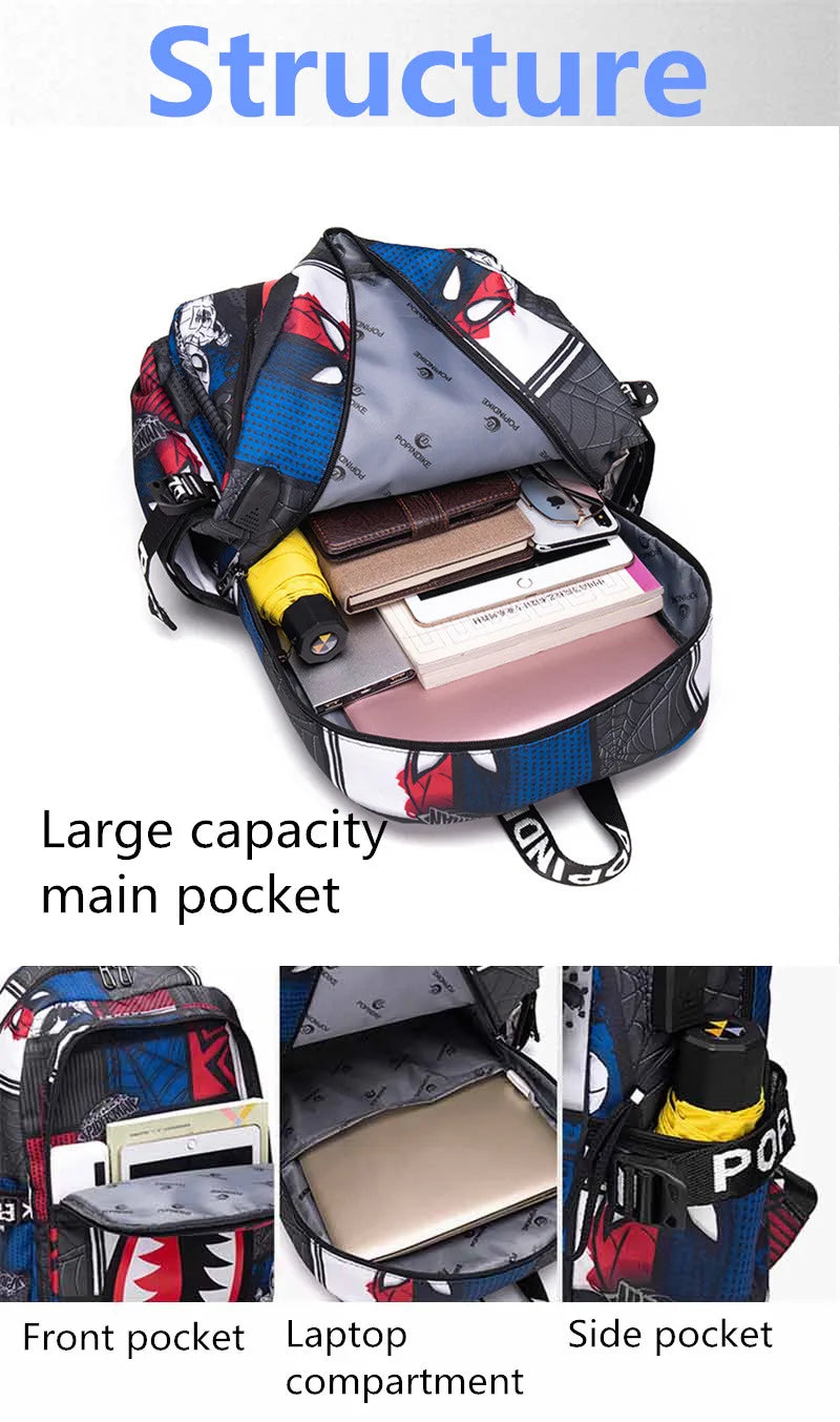 Anime Backpack Elementary Bookbag Travel Rucksack Cartoon Shark Print Primary School Student Satchel Backpack Mochila Infantil