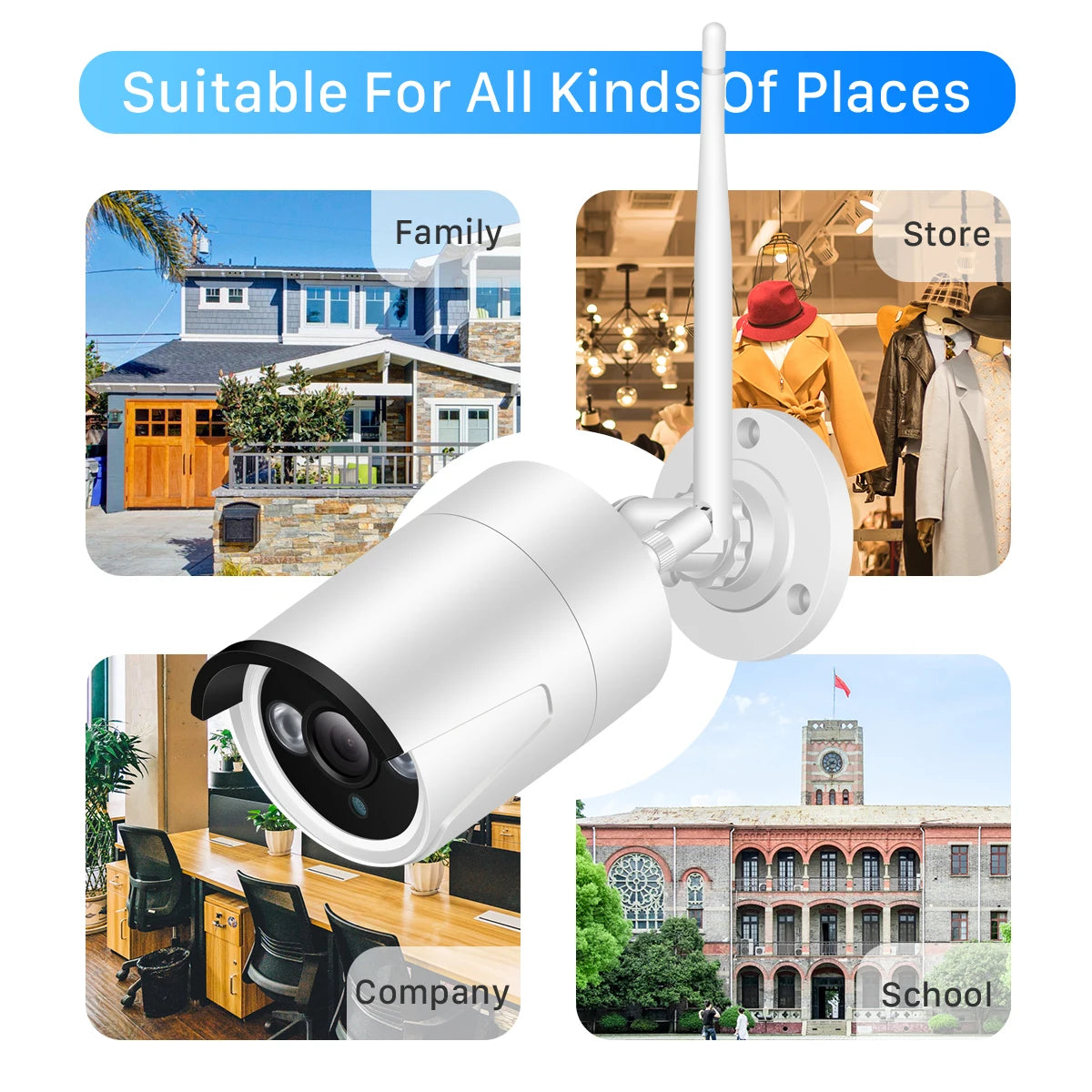 BESDER 5MP Outdoor WiFi Security Camera | IR Night Vision | Motion Detection | IP66 Weatherproof | P2P CCTV Bullet Camera