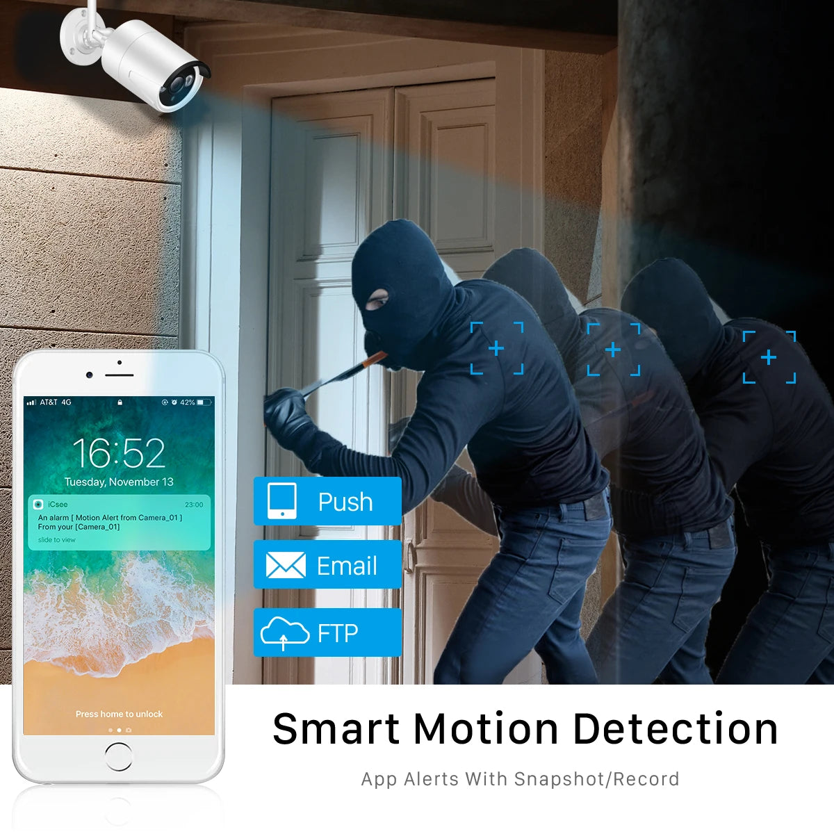 BESDER 5MP Outdoor WiFi Security Camera | IR Night Vision | Motion Detection | IP66 Weatherproof | P2P CCTV Bullet Camera