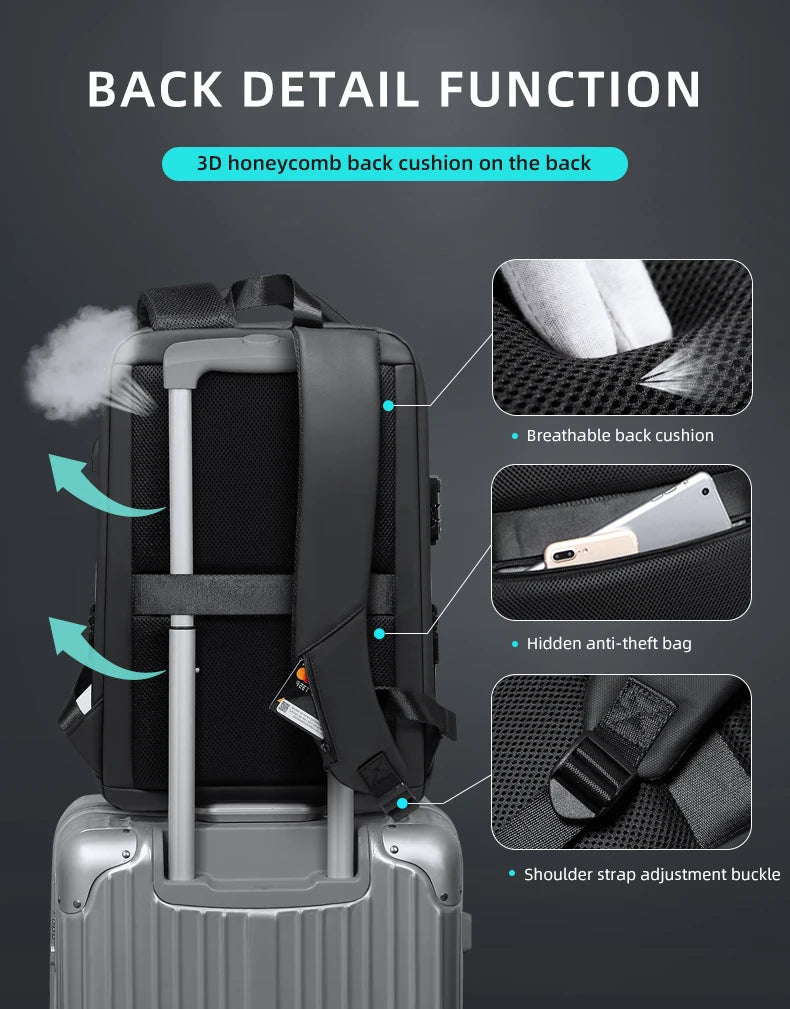 Fenruien Business Laptop Backpack — TSA Lock, USB Charging & Waterproof Travel Bag