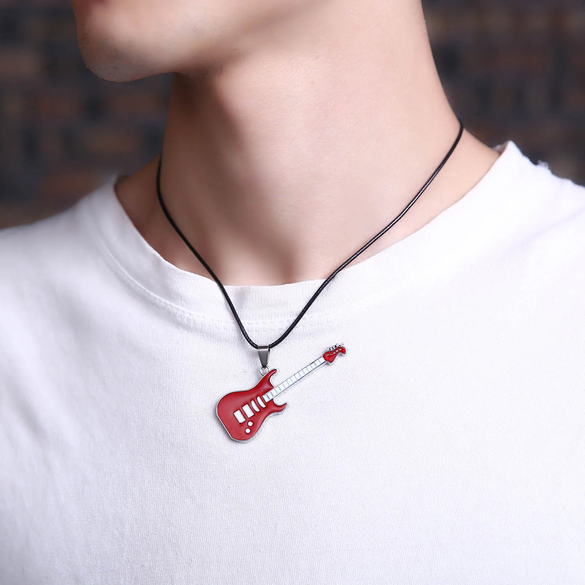 Men Women Punk 316L Stainless Steel Guitar Necklaces Hip Hop Rock Slide Music Element Chains Necklace No Fade Pendant Jewelry