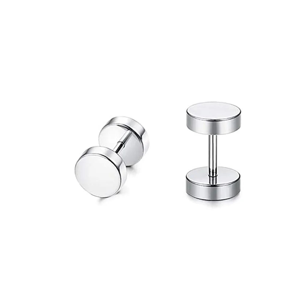 1 Pair Black Stainless Steel Round/Triangle/Square Stud Earrings For Women Dumbbell Pierceing Earrings Men Punk Fashion Jewelry