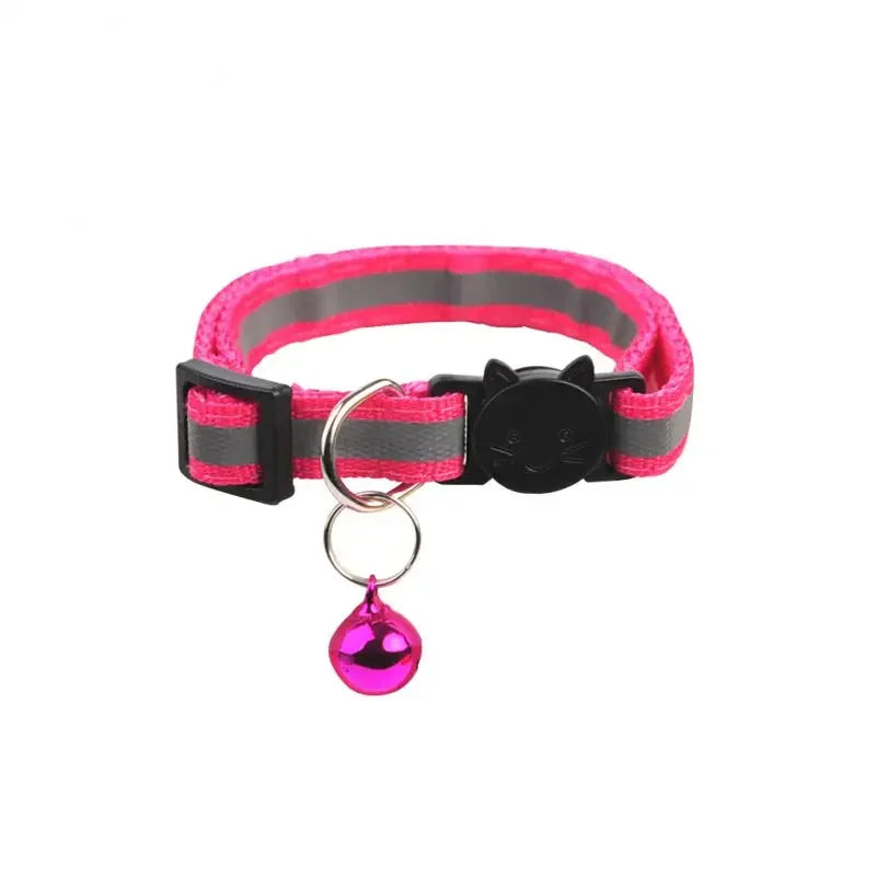 Reflective Pet Collar Cat And Dog Safety Buckle With Bell Nylon Buckle Adjustable Collar Night Safety Cartoon Pet Accessories