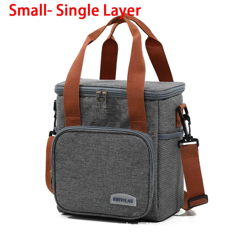Insulated Lunch Box for Men & Women Collapsible Leakproof Double Cooler Bag Large Capacity Travel Camping Lunch Bags for Work