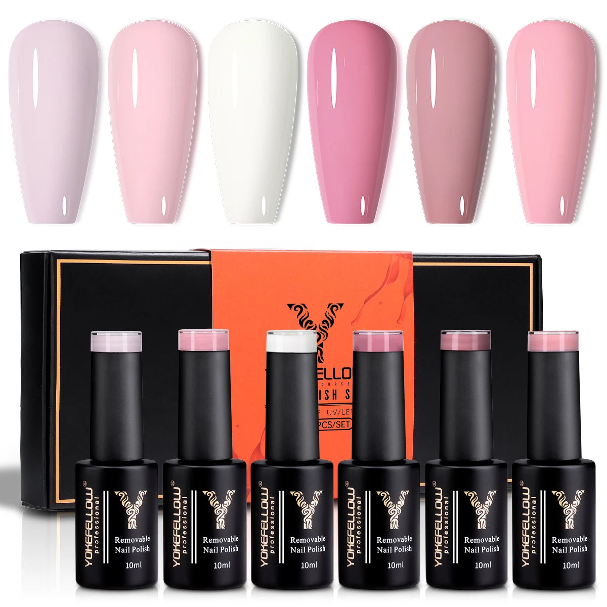YOKEFELLOW 6-Piece Gel Nail Polish Set | Fall & Winter Seasonal Colors | UV/LED Semi-Permanent Gel Varnish
