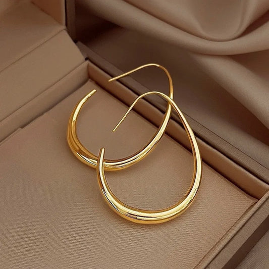925 Sterling Silver Ellipse Hoop Earrings – Luxury Wedding Earrings for Women