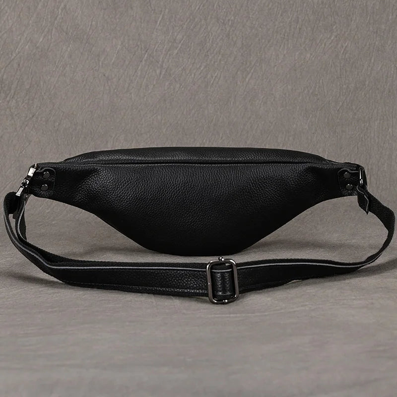 Luufan Crazy Horse Cowhide Leather Waist Bag — Men's Mini Travel Fanny Pack & Phone Pouch