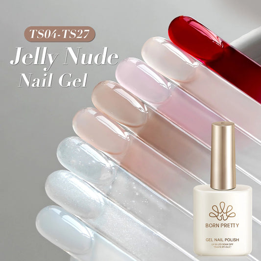 BORN PRETTY 15ml Jelly Gel Polish | Pink Nude & Glitter | Soak-Off UV/LED | 24 Shades
