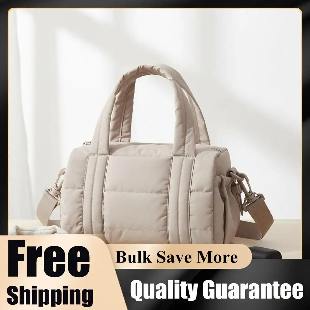 Women's Quilted Nylon Duffle Bag – Crossbody Gym & Travel Shoulder Bag
