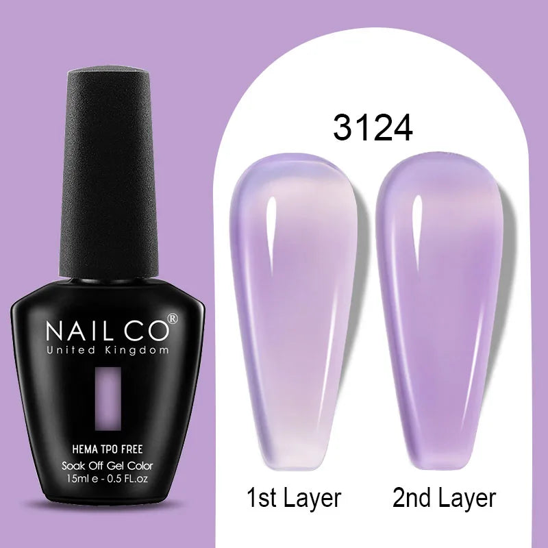 NAILCO Jelly Gel Nail Polish | HEMA-Free Soak Off UV LED Semi-Permanent Gel Varnish — 70 Colors
