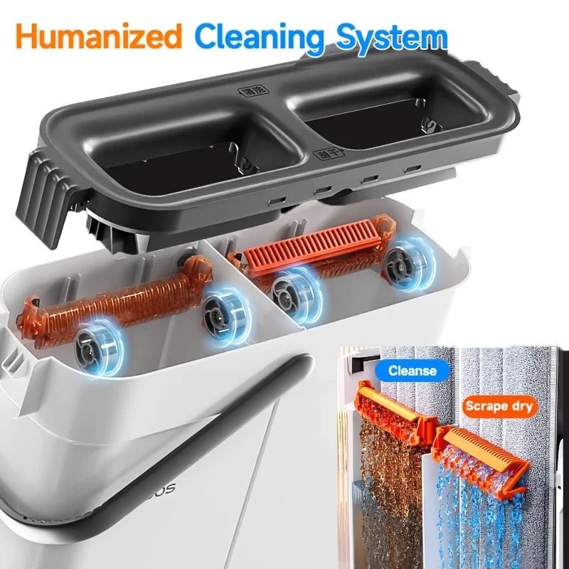 JOYBOS 33cm Spin Flat Mop & Bucket Set – Hands-Free Wringing, Wet & Dry Floor Cleaning