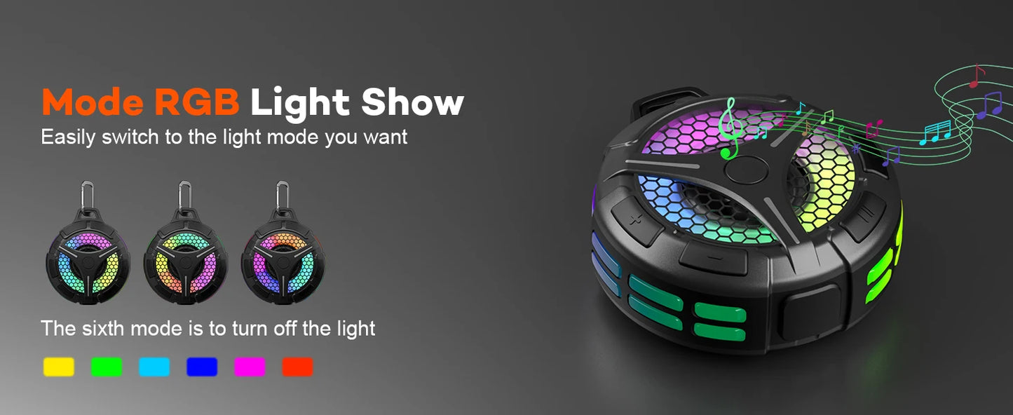 Ortizan IPX7 Waterproof Bluetooth Shower Speaker — 15W HD Sound, RGB Lights, 10Hr Battery