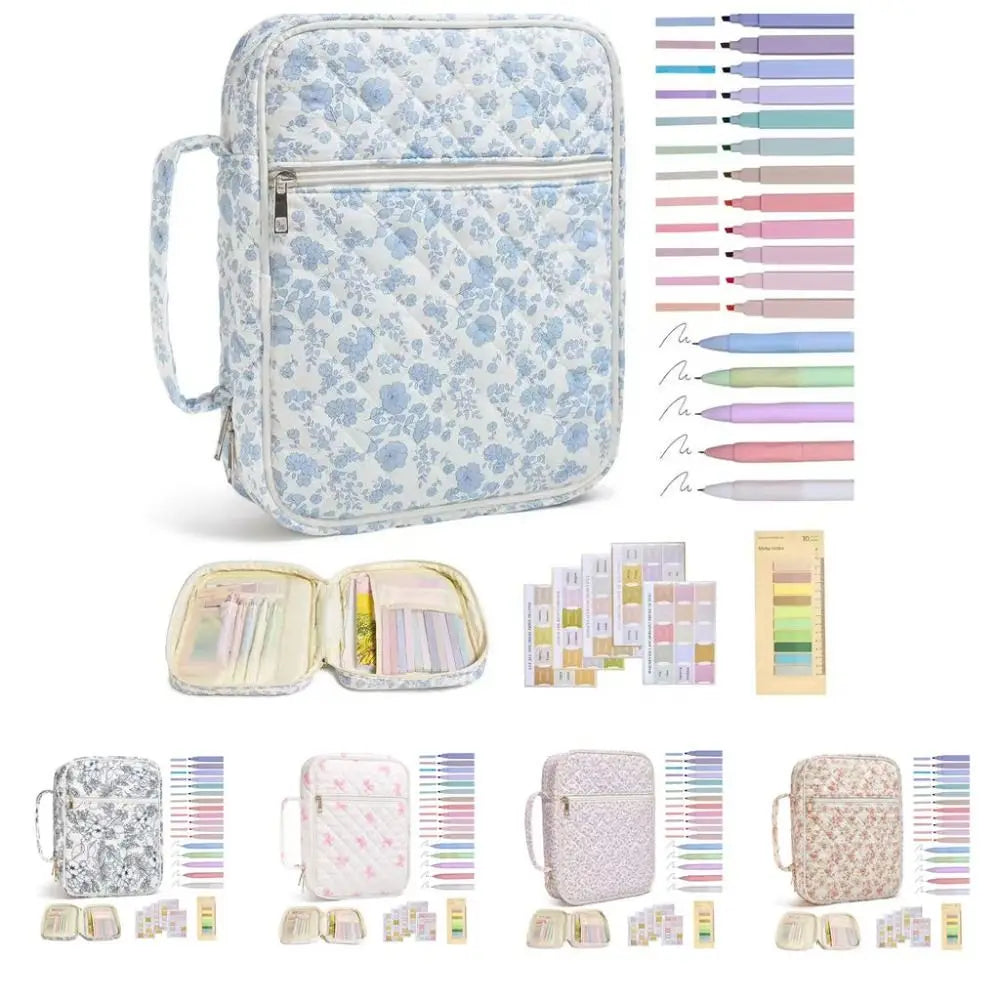 Floral Quilted Bible Cover Bag – Zipper, Handle & Optional Accessories | 9 Styles
