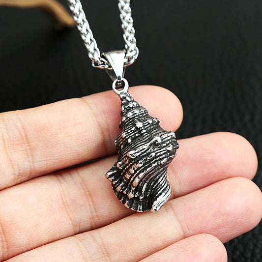 Stainless Steel Shell Pendant Necklaces for Men Women Hip Hop Seashell Necklace Fashion Beach Surfing Creativity Jewelry Gift