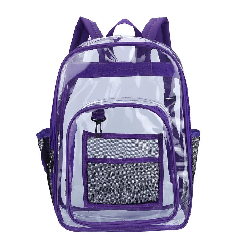 Large Capacity Transparent PVC Backpack – Waterproof School & Travel Bag for Students
