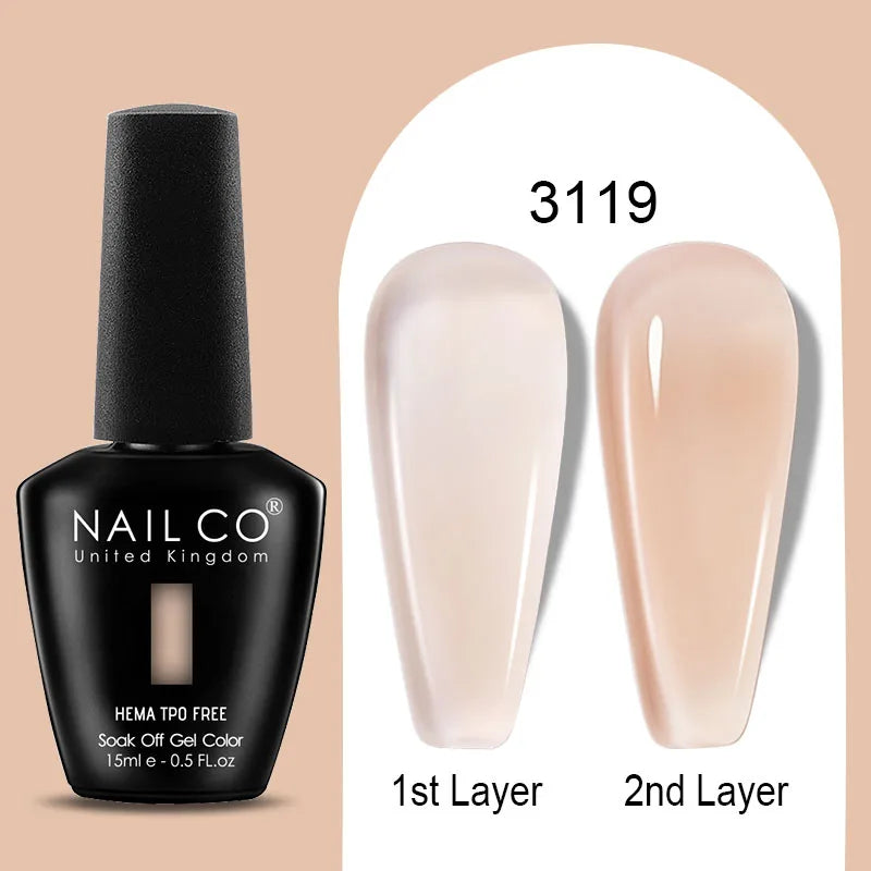NAILCO Jelly Gel Nail Polish | HEMA-Free Soak Off UV LED Semi-Permanent Gel Varnish — 70 Colors