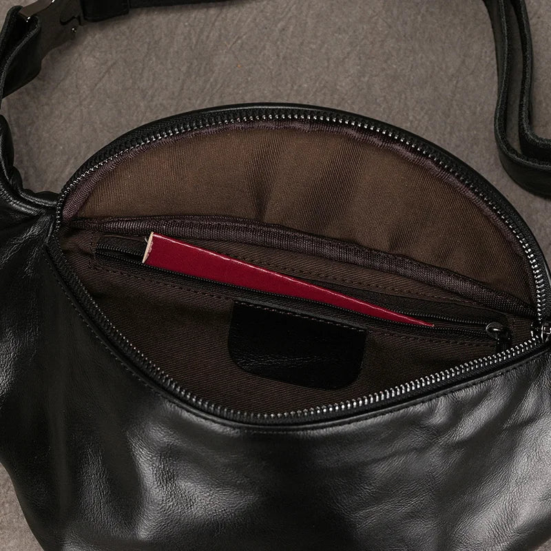 Luufan Crazy Horse Cowhide Leather Waist Bag — Men's Mini Travel Fanny Pack & Phone Pouch