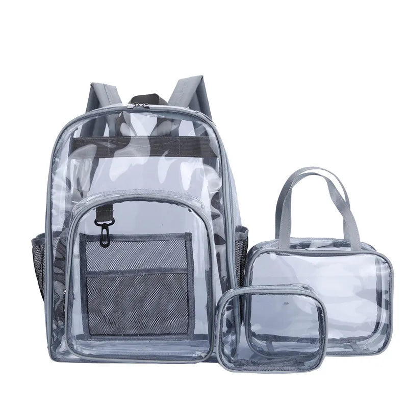 Large Capacity Transparent PVC Backpack – Waterproof School & Travel Bag for Students