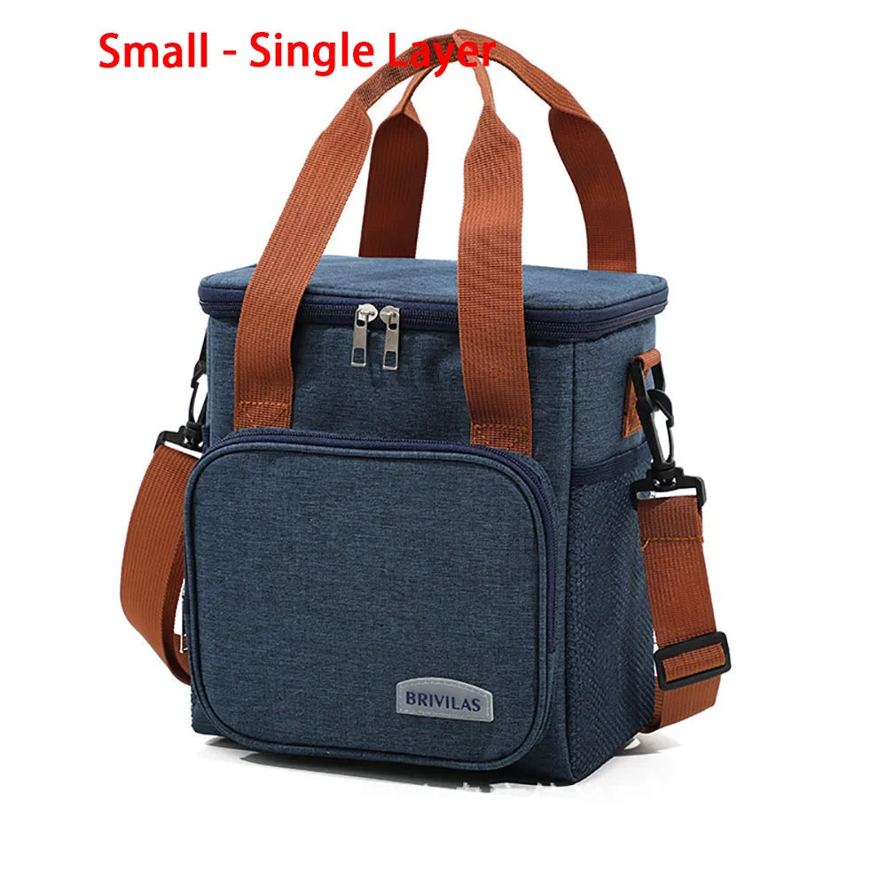 Insulated Lunch Box for Men & Women Collapsible Leakproof Double Cooler Bag Large Capacity Travel Camping Lunch Bags for Work