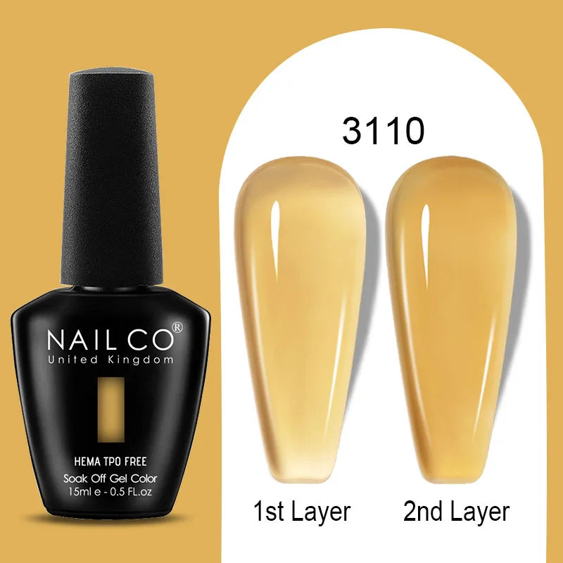 NAILCO Jelly Gel Nail Polish | HEMA-Free Soak Off UV LED Semi-Permanent Gel Varnish — 70 Colors