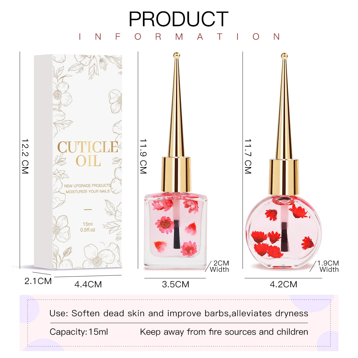 IDOL COLOR Cuticle Oil with Real Flowers — Vegan Nail Care Oil 15ml