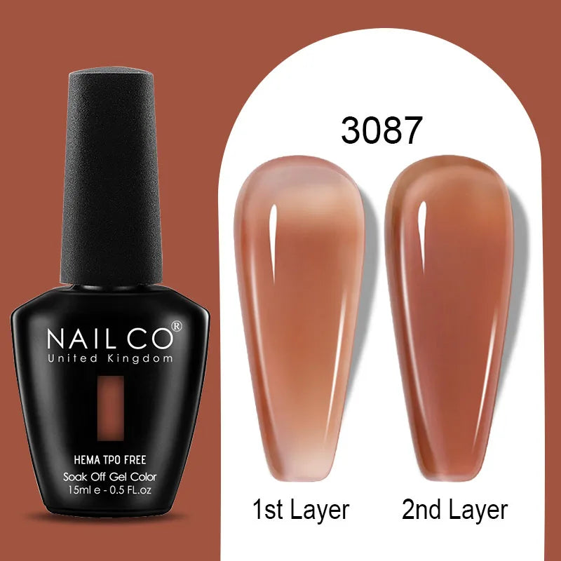 NAILCO Jelly Gel Nail Polish | HEMA-Free Soak Off UV LED Semi-Permanent Gel Varnish — 70 Colors