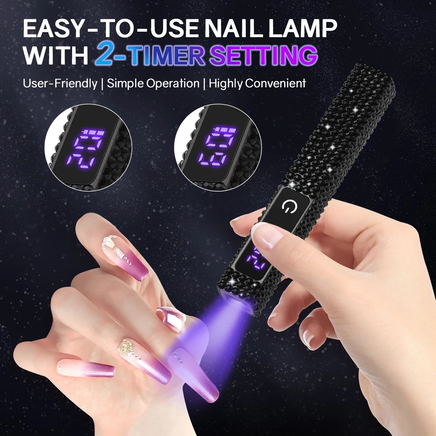 UV LED Nail Lamp Dryer Machine Portable USB Rechargeable Nail Dryer With Diamond Quick Drying Handheld Manicure Lamp For Gel