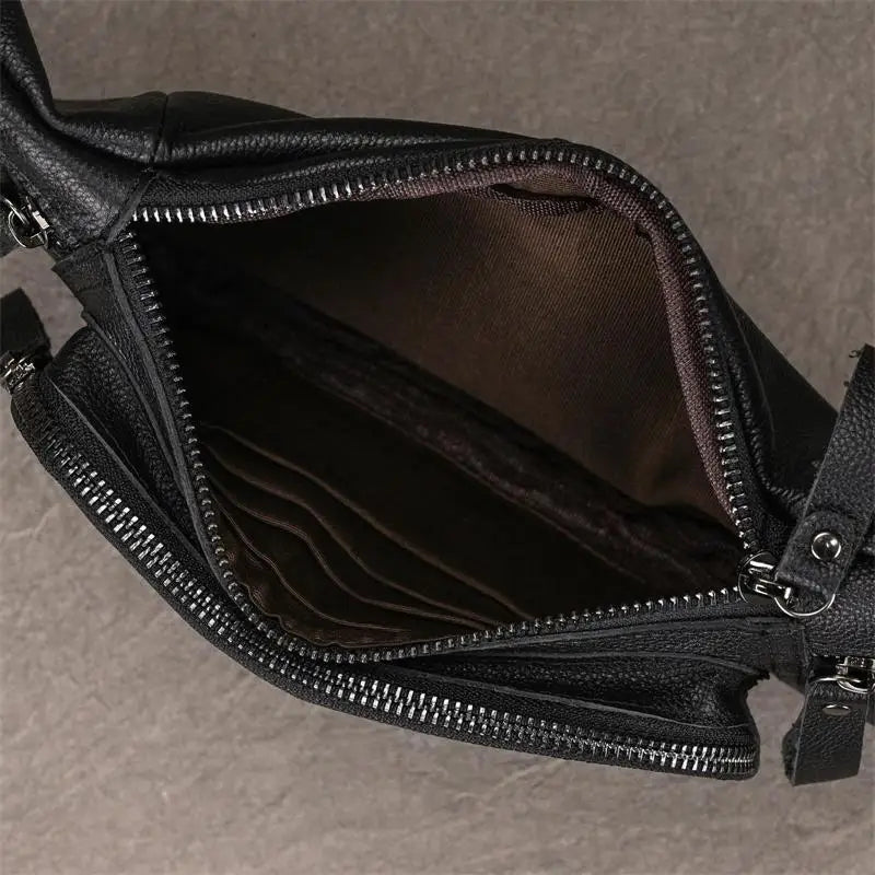 Newsbirds Men's Genuine Leather Chest Bag — Vintage Crossbody Sling & Outdoor Belt Pouch