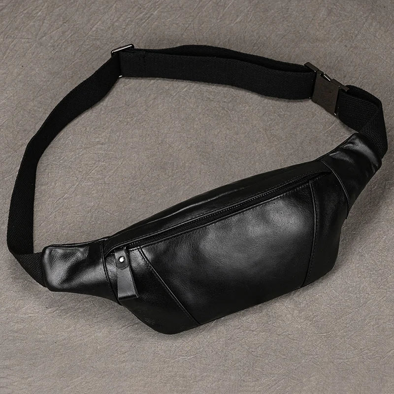 Newsbirds Men's Genuine Leather Chest Bag — Vintage Crossbody Sling & Outdoor Belt Pouch