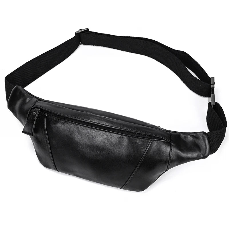 Luufan Crazy Horse Cowhide Leather Waist Bag — Men's Mini Travel Fanny Pack & Phone Pouch
