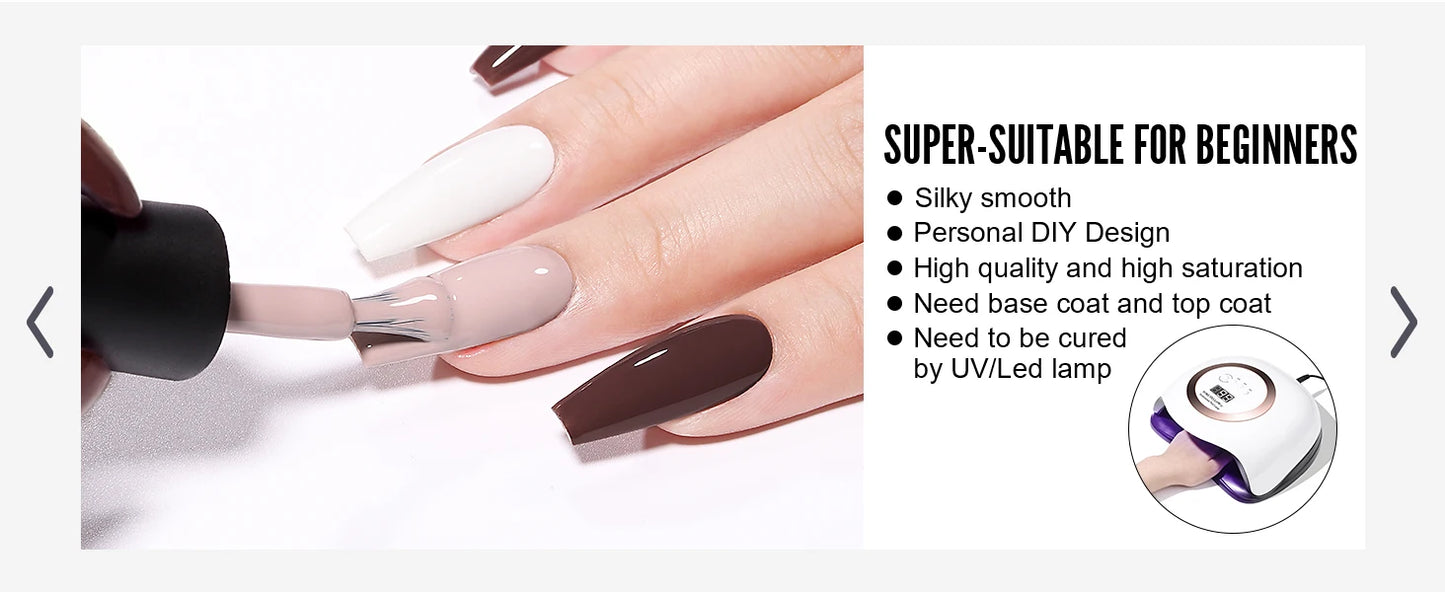YOKEFELLOW 6-Piece Gel Nail Polish Set | Fall & Winter Seasonal Colors | UV/LED Semi-Permanent Gel Varnish
