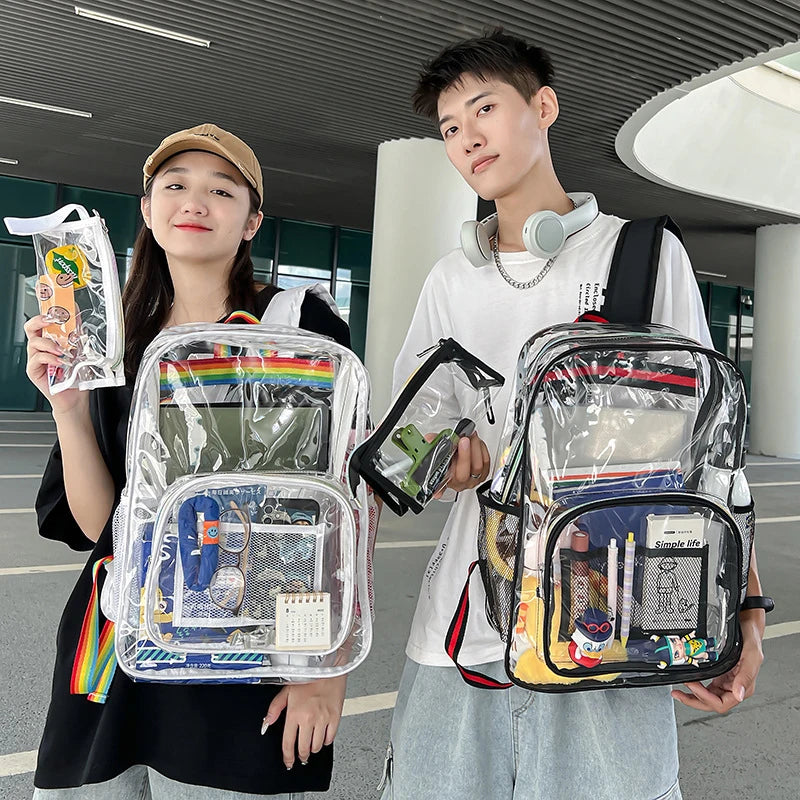 Clear PVC Transparent Backpack – Unisex Large Capacity Waterproof Shoulder Bag