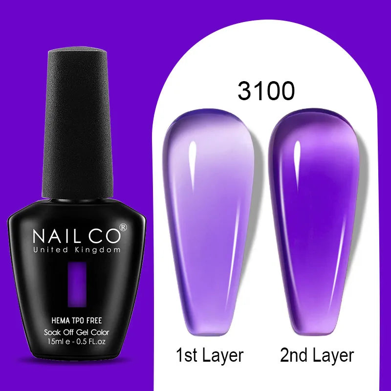 NAILCO Jelly Gel Nail Polish | HEMA-Free Soak Off UV LED Semi-Permanent Gel Varnish — 70 Colors