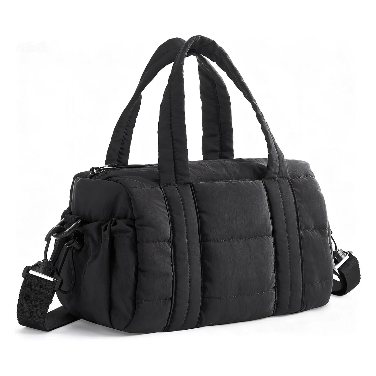 Women's Quilted Nylon Duffle Bag – Crossbody Gym & Travel Shoulder Bag