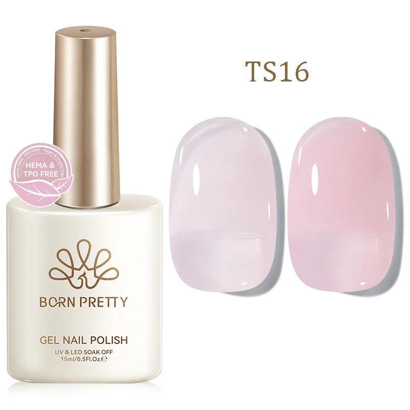 BORN PRETTY 15ml Jelly Gel Polish | Pink Nude & Glitter | Soak-Off UV/LED | 24 Shades