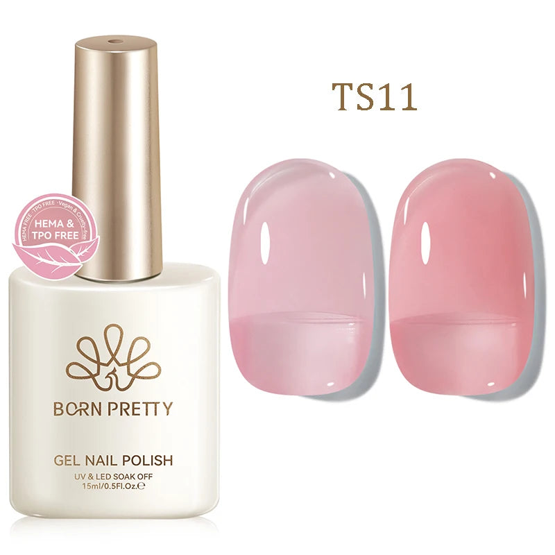 BORN PRETTY 15ml Jelly Gel Polish | Pink Nude & Glitter | Soak-Off UV/LED | 24 Shades