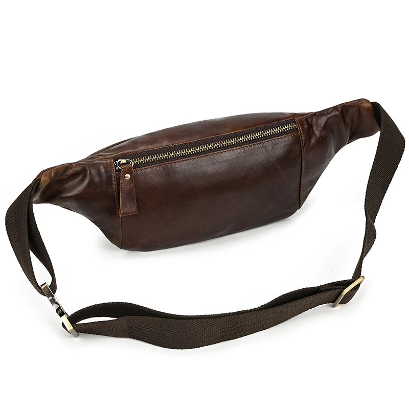 Luufan Crazy Horse Cowhide Leather Waist Bag — Men's Mini Travel Fanny Pack & Phone Pouch