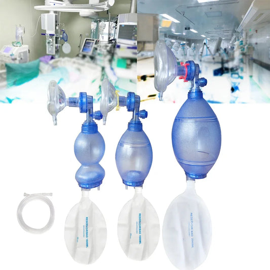 JTKENS Manual PVC Resuscitation Ambu Bag Kit – Latex-Free Emergency BVM with Reservoir Bag, Oxygen Tube & Mask | Adult, Child & Infant
