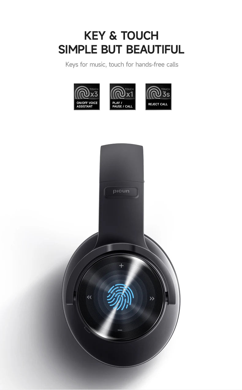 Picun B8 Wireless Headphones — 120Hr Battery, Bluetooth 5.3 & 3 EQ Modes