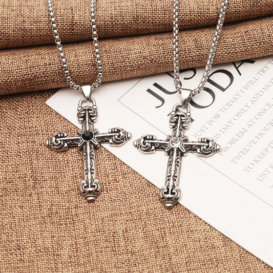 Men's Vintage Cross Pendant Necklace, Trendy Fashion Style, Matches All Outfits, Fashion Accessory to Boost Your Stylish Look