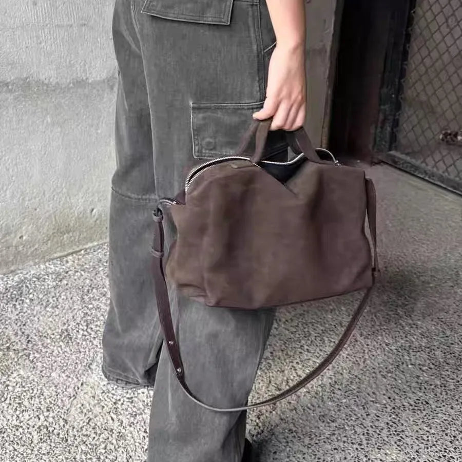 Flannel Suede Bowling Bag | Women's Versatile Crossbody Handbag