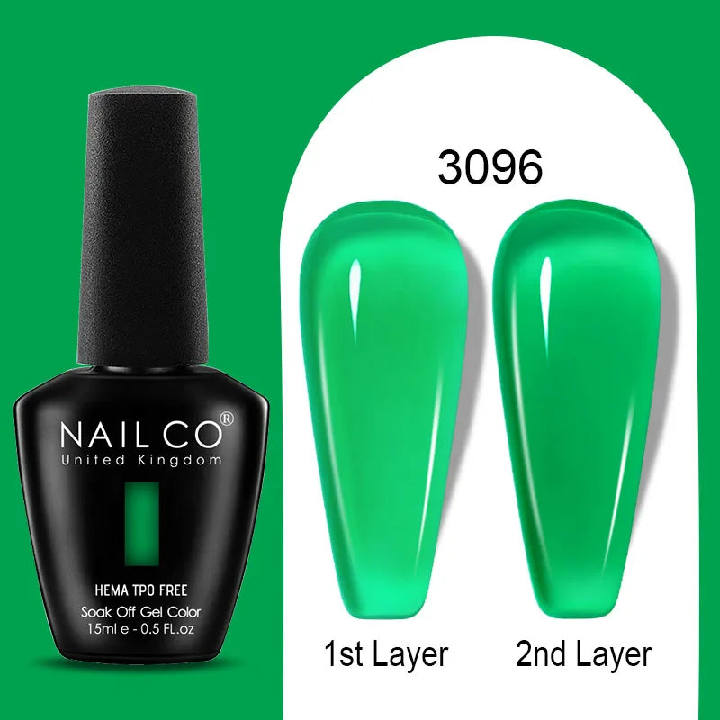 NAILCO Jelly Gel Nail Polish | HEMA-Free Soak Off UV LED Semi-Permanent Gel Varnish — 70 Colors