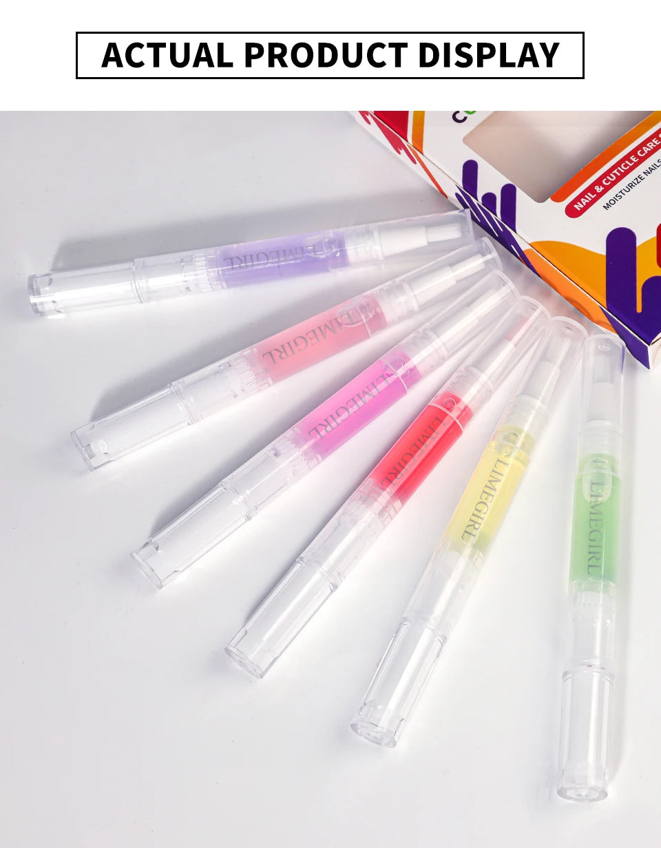 LIMEGIRL 6PCS Nail Care Nutritional Cuticle Oil Pen Gift Box Set for Nail Polish Nutrition Oil Dead Skin Crack Care Nail Set