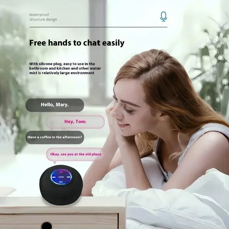 Suction Cup Wireless Bluetooth Speaker Waterproof Shower Speaker with LED Light USB Charging For Bathroom Travel Home