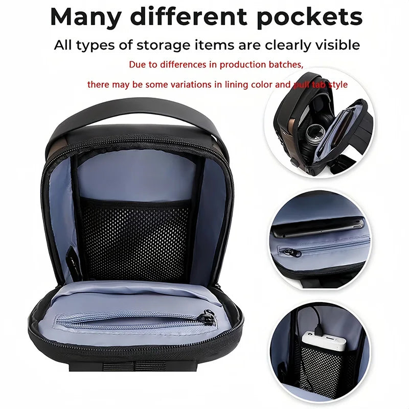 Men's Anti-Theft Chest Bag, Fashionable Motorcycle and Casual Sports Sloping Backpack, Durable Oxford Fabric