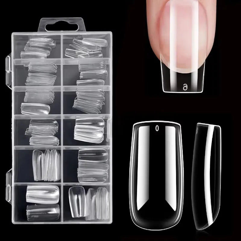 120Pcs Clear Full Cover Nail Tips | 7 Shapes for UV Gel Extensions