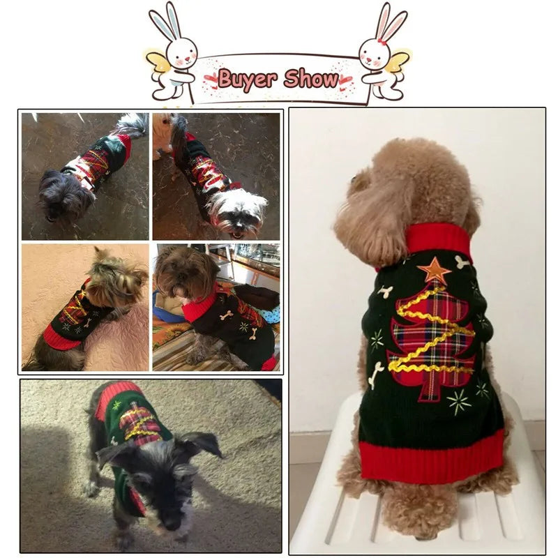Christmas Dog Sweater Cute Cartoon Reindeer Xmas Pet Costume Puppy Cat Warm Clothes For Small Dogs Chihuahua Pug Winter Clothing