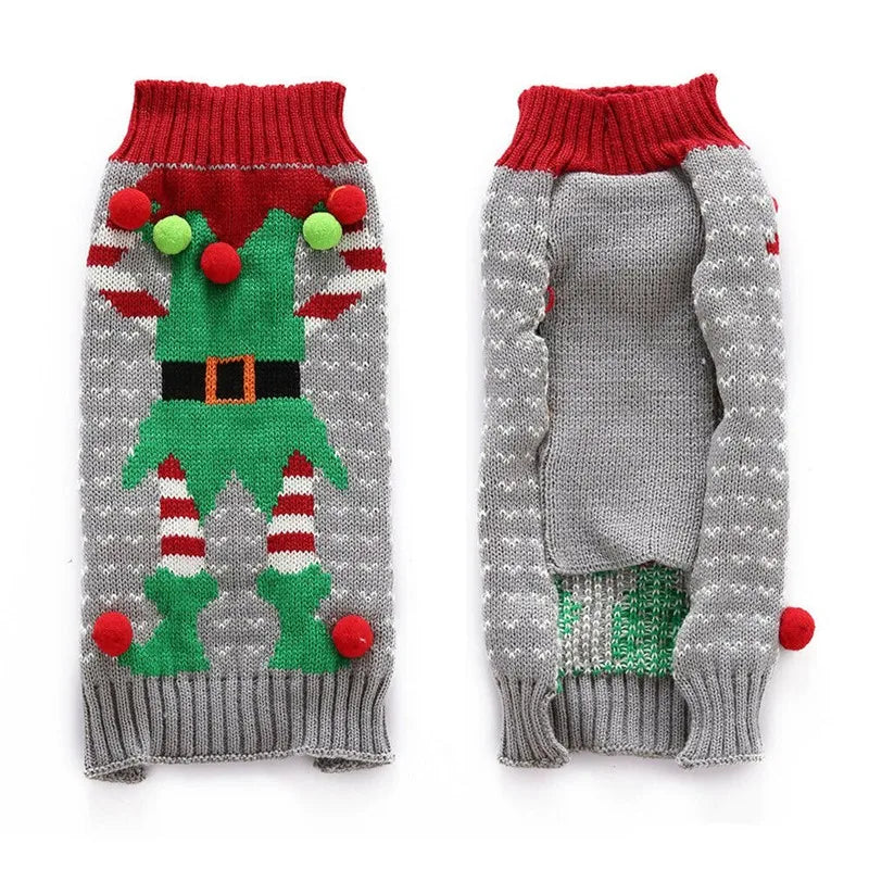 Christmas Dog Sweater Cute Cartoon Reindeer Xmas Pet Costume Puppy Cat Warm Clothes For Small Dogs Chihuahua Pug Winter Clothing
